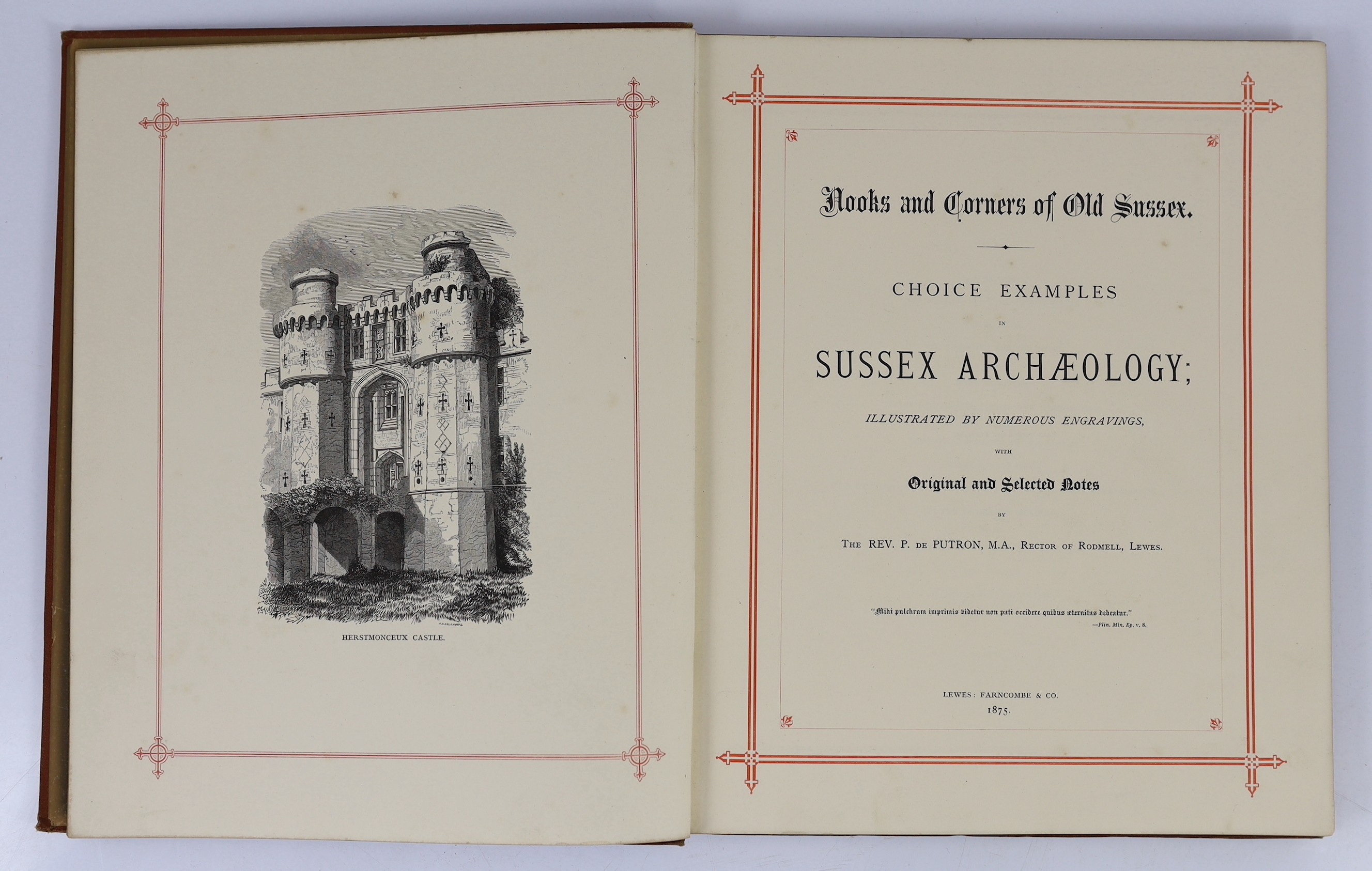 Horsfield, Thomas Walker - The History, Antiquities, and Topography of the County of Sussex, 2 vols, 4to, 2 folding maps of Sussex,(map in vol.1 torn), 2 engraved portrait frontispieces (loose in vol. 1), 54 plates, cont